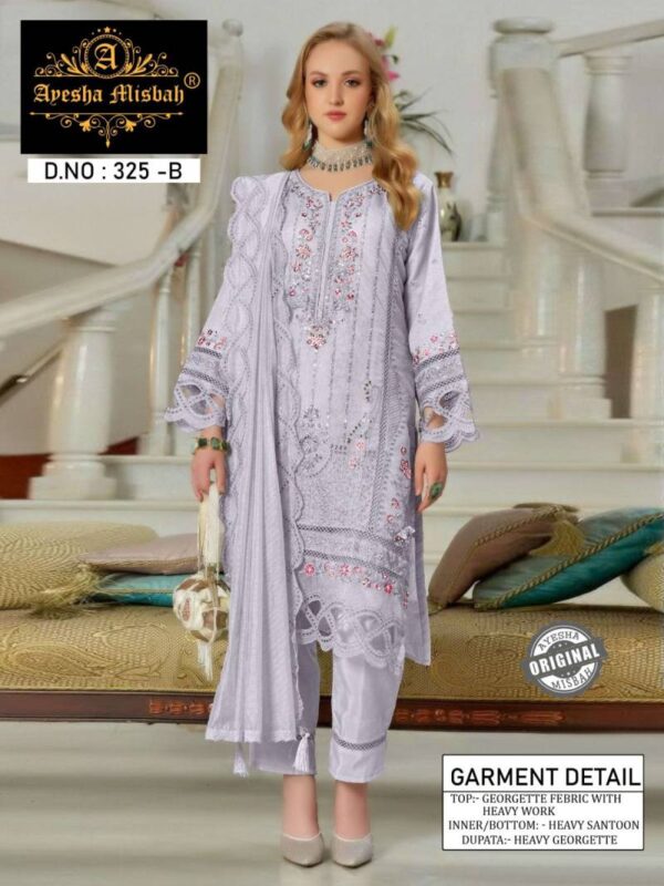 Ayesha Misbah 325 A To F Georgette Pakistani Salwar Kameez Catalog Wholesale Collection - Image 6