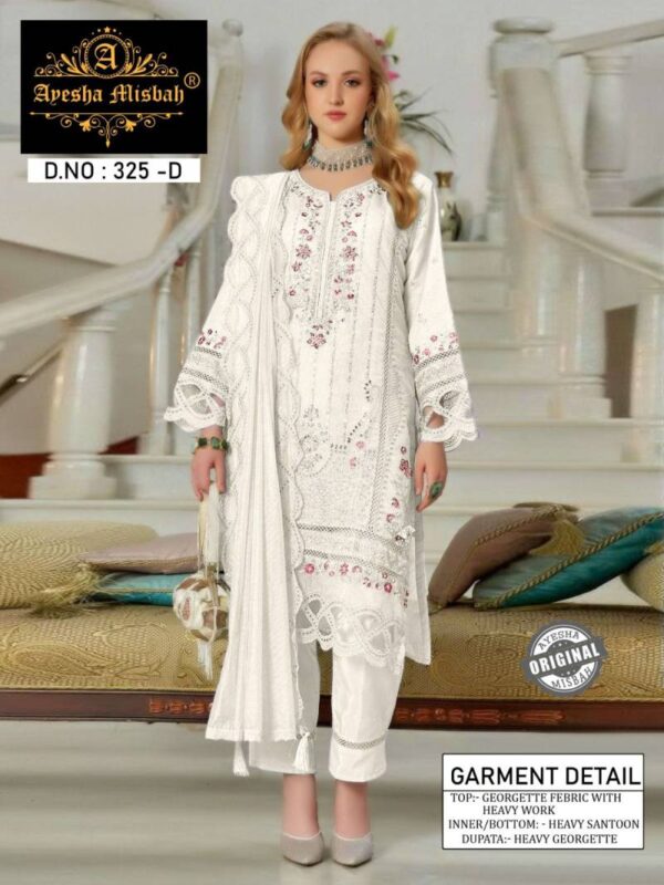 Ayesha Misbah 325 A To F Georgette Pakistani Salwar Kameez Catalog Wholesale Collection - Image 7