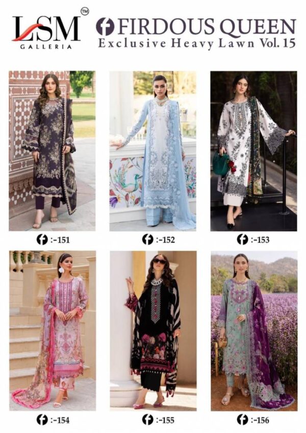 Lsm Firdous Queen Vol 15 Heavy Lawn Cotton Dress Material Catalog Wholesale Collection - Image 8