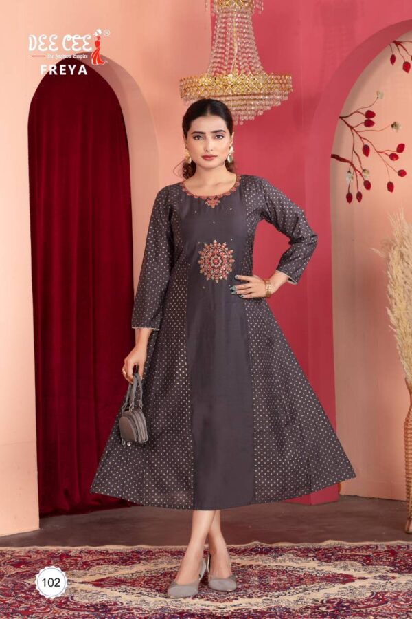 Deecee Freya Chanderi Embroidered Kurti Catalog Wholesale Collection - Image 3