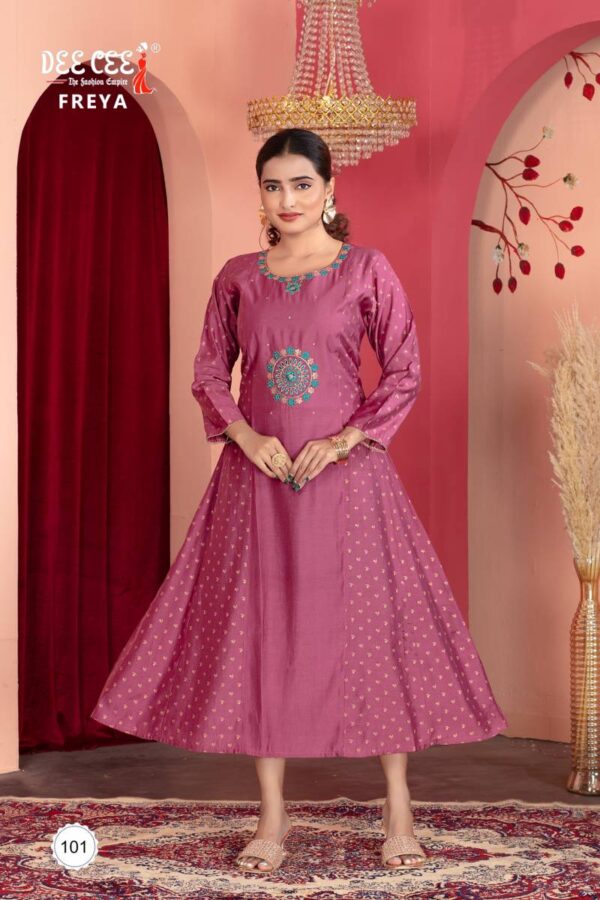 Deecee Freya Chanderi Embroidered Kurti Catalog Wholesale Collection - Image 4