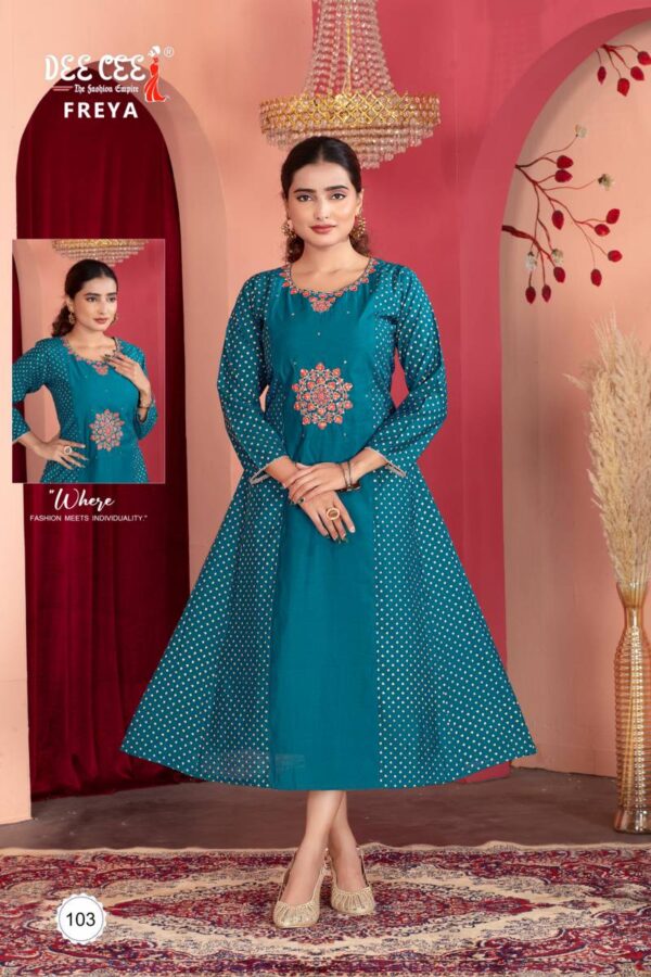 Deecee Freya Chanderi Embroidered Kurti Catalog Wholesale Collection - Image 5