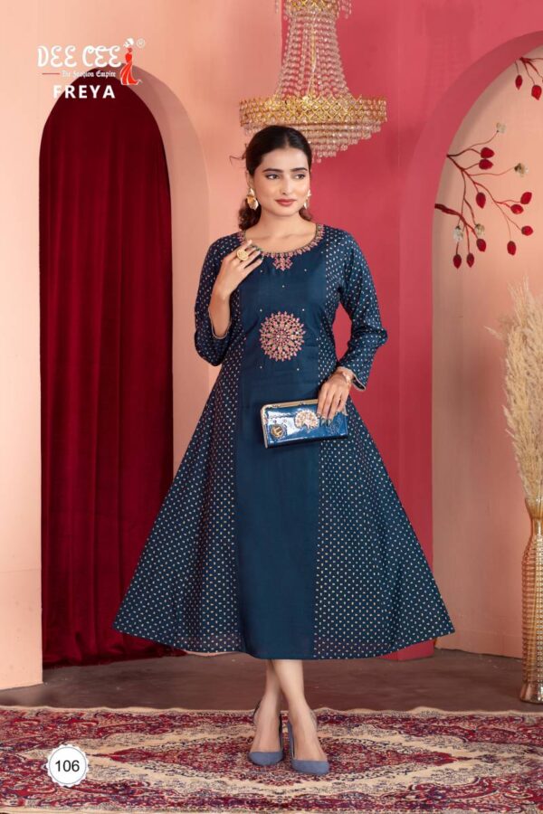Deecee Freya Chanderi Embroidered Kurti Catalog Wholesale Collection - Image 6