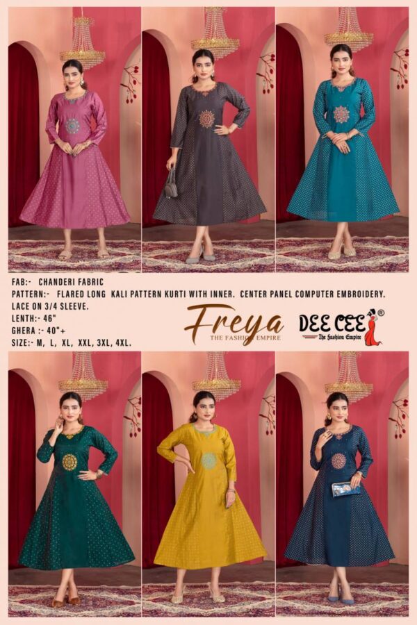 Deecee Freya Chanderi Embroidered Kurti Catalog Wholesale Collection - Image 8