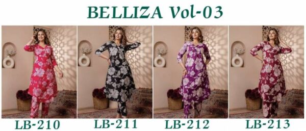Lb Belliza Vol 3 Poly Rayon Digital Print Kurti With Bottom Catalog Wholesale Collection - Image 6