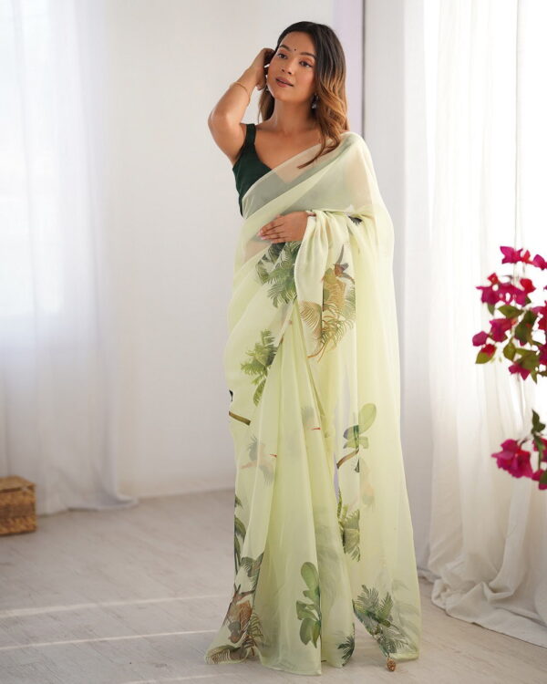 Ziva 45 Organza Printed Party Wear Stylish Saree Catalog Wholesale Collection - Image 3