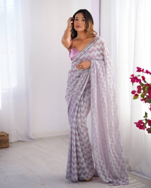 Ziva 45 Organza Printed Party Wear Stylish Saree Catalog Wholesale Collection - Image 5