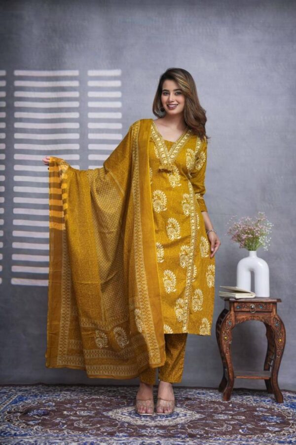 Naisha K 57 Cotton Straight Kurti Bottom With Dupatta Catalog Wholesale Collection - Image 2