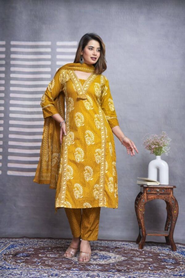 Naisha K 57 Cotton Straight Kurti Bottom With Dupatta Catalog Wholesale Collection - Image 3