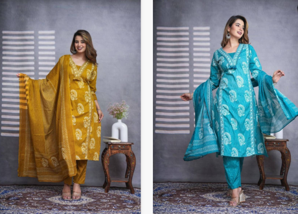 Naisha K 57 Cotton Straight Kurti Bottom With Dupatta Catalog Wholesale Collection - Image 5