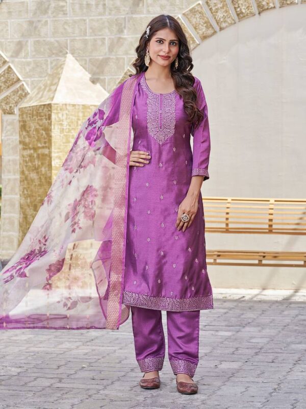 Aanchi Makati Vichitra Shimmer Kurti Bottom With Dupatta Catalog Wholesale Collection - Image 2