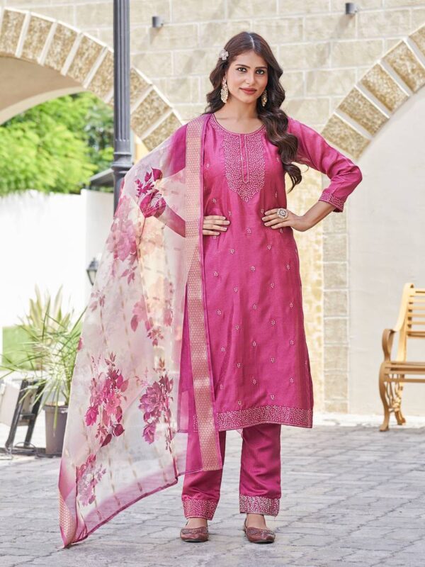 Aanchi Makati Vichitra Shimmer Kurti Bottom With Dupatta Catalog Wholesale Collection - Image 3