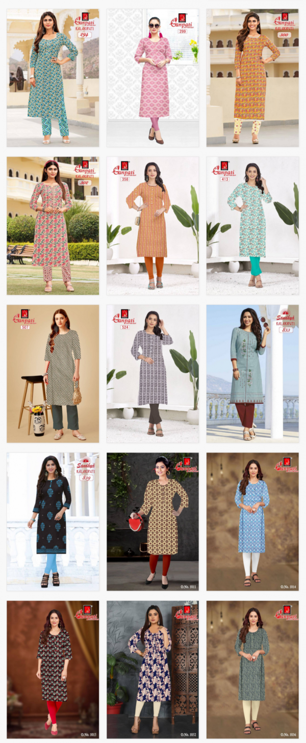 Ganpati Kalakruti Vol 1 Casual Wear Cotton Printed Kurtis Catalog Wholesale Collection - Image 15