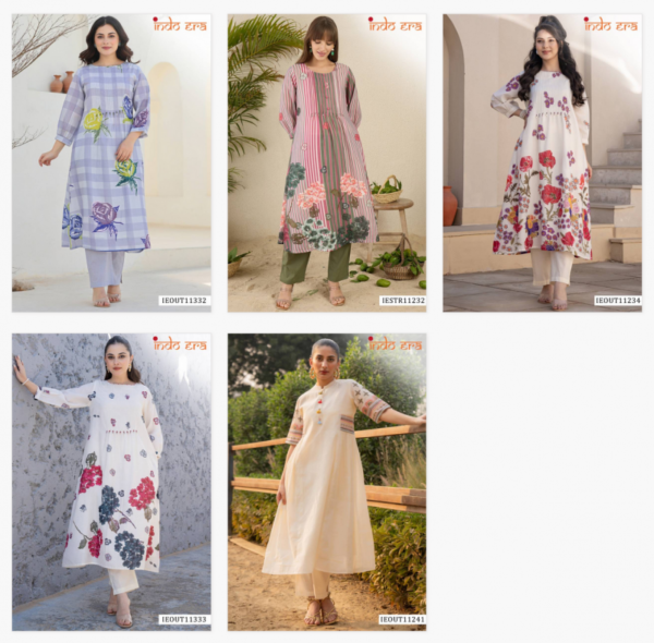 Indo Era 2567 Floral Printed Cotton Kurti With Bottom Catalog Wholesale Collection - Image 6