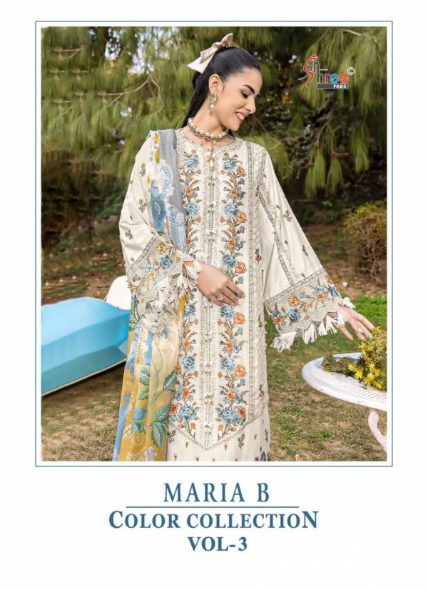 Shree Maria B Color Collection Vol 3 Cotton Dupatta Pakistani Suits Catalog Wholesale Collection