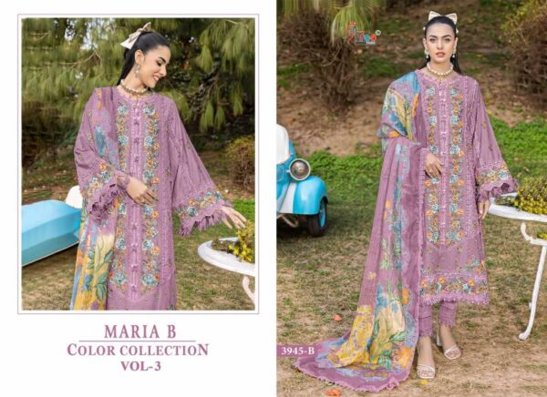 Shree Maria B Color Collection Vol 3 Chiffon Dupatta Pakistani Suits Catalog Wholesale Collection - Image 4