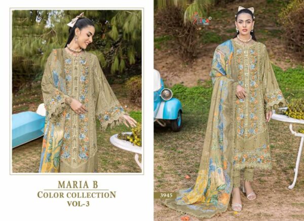 Shree Maria B Color Collection Vol 3 Chiffon Dupatta Pakistani Suits Catalog Wholesale Collection - Image 5