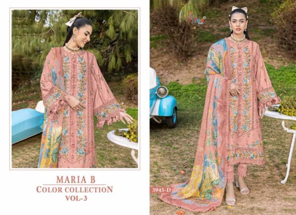 Shree Maria B Color Collection Vol 3 Chiffon Dupatta Pakistani Suits Catalog Wholesale Collection - Image 3