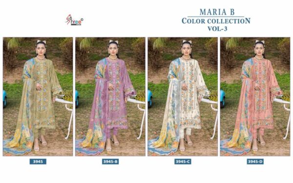 Shree Maria B Color Collection Vol 3 Chiffon Dupatta Pakistani Suits Catalog Wholesale Collection - Image 6