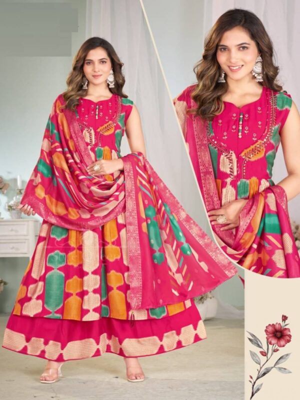 Naisha K 65 Vatican Printed Kurti Plazzo With Dupatta Catalog Wholesale Collection - Image 3