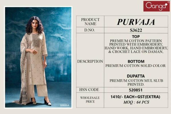 Ganga Purvaja Cotton Printed Embroidered Salwar Kameez Catalog Wholesale Collection - Image 4