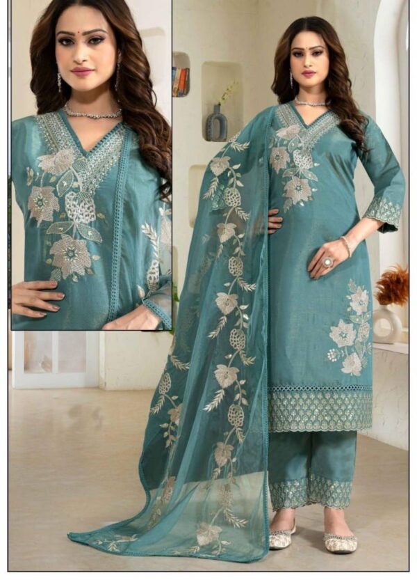 Kcn Series 1001 Roman Silk Fancy Readymade Suit Catalog Wholesale Collection - Image 2