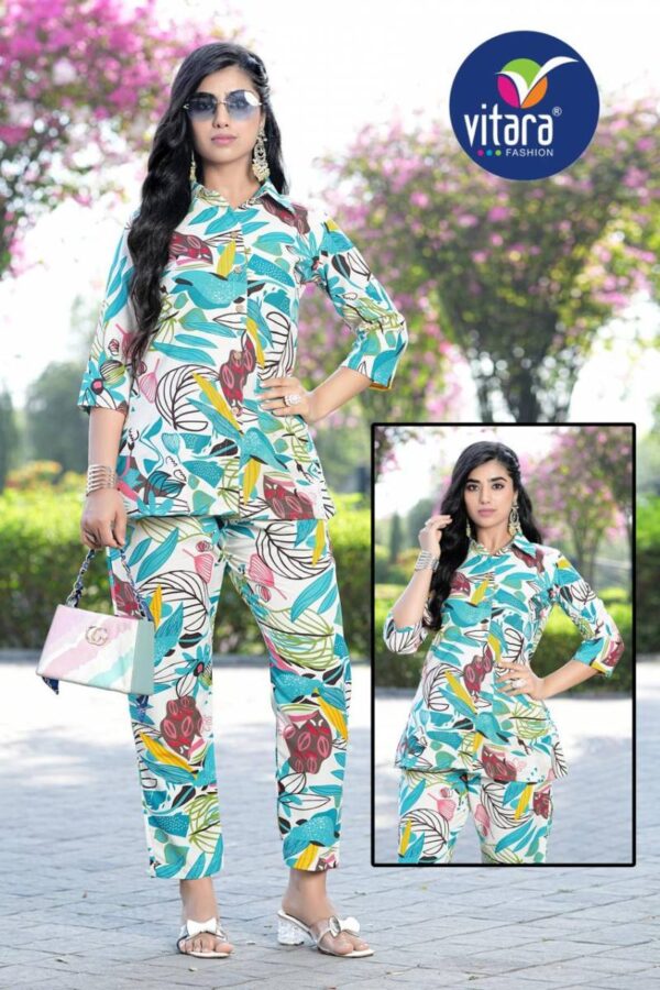 Vitara Ronak Poly Rayon Casual Wear Printed Co Ord Set Catalog Wholesale Collection - Image 2