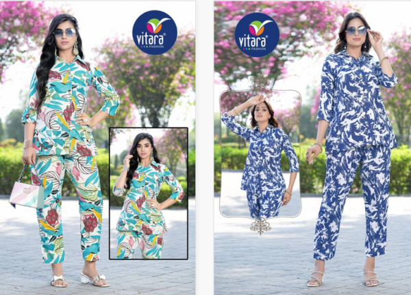 Vitara Ronak Poly Rayon Casual Wear Printed Co Ord Set Catalog Wholesale Collection - Image 3