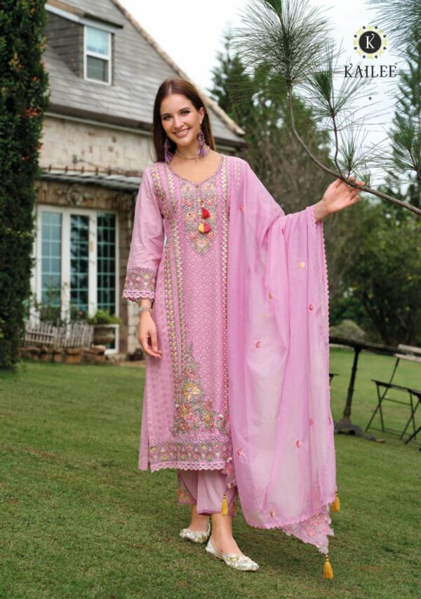 Kailee Gulzar Cotton Schiffli Top Bottom With Dupatta Catalog Wholesale Collection - Image 3