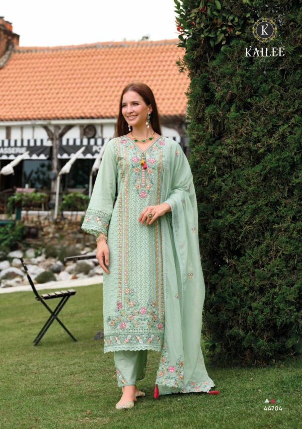 Kailee Gulzar Cotton Schiffli Top Bottom With Dupatta Catalog Wholesale Collection - Image 5