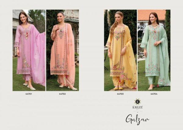 Kailee Gulzar Cotton Schiffli Top Bottom With Dupatta Catalog Wholesale Collection - Image 6
