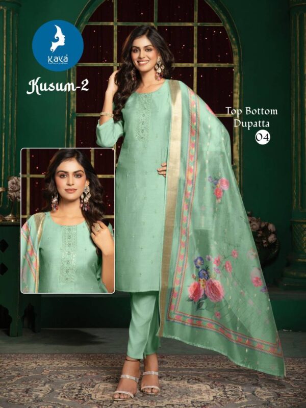 Kaya Kusum 2 Vertical Silk Kurti Bottom With Dupatta Catalog Wholesale Collection - Image 3