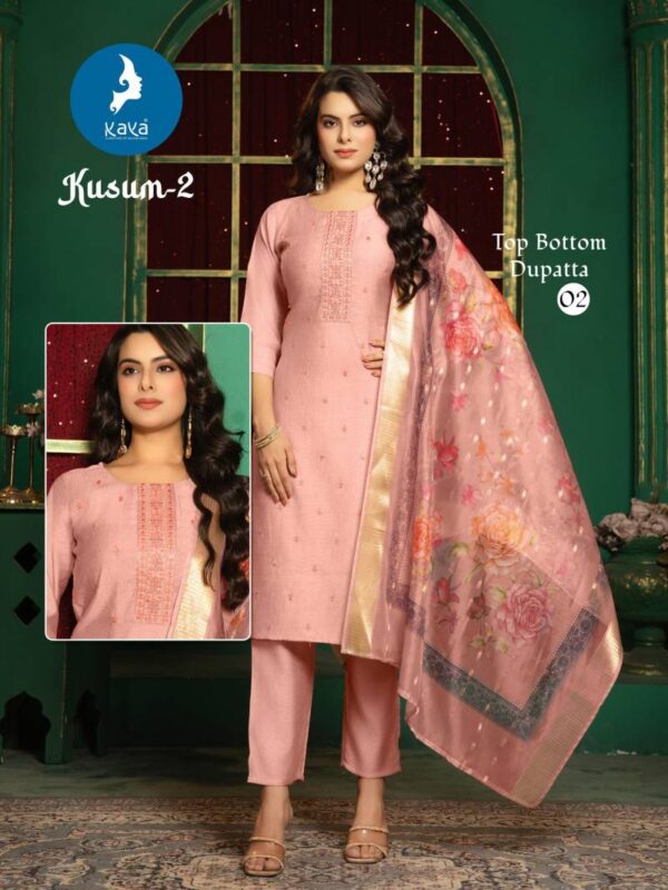 Kaya Kusum 2 Vertical Silk Kurti Bottom With Dupatta Catalog Wholesale Collection - Image 5