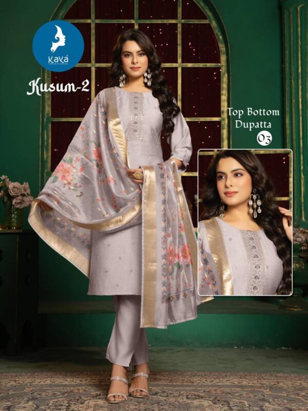 Kaya Kusum 2 Vertical Silk Kurti Bottom With Dupatta Catalog Wholesale Collection - Image 6
