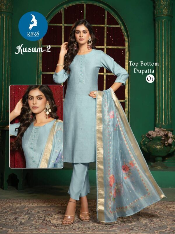 Kaya Kusum 2 Vertical Silk Kurti Bottom With Dupatta Catalog Wholesale Collection - Image 7