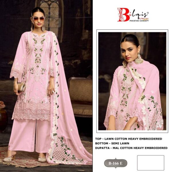Bilqis B 166 E To H Lawn Cotton Pakistani Salwar Kameez Catalog Wholesale Collection - Image 2