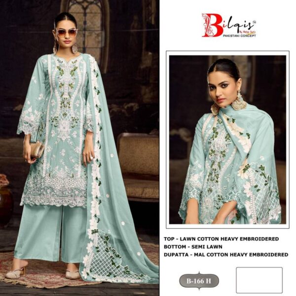 Bilqis B 166 E To H Lawn Cotton Pakistani Salwar Kameez Catalog Wholesale Collection - Image 4