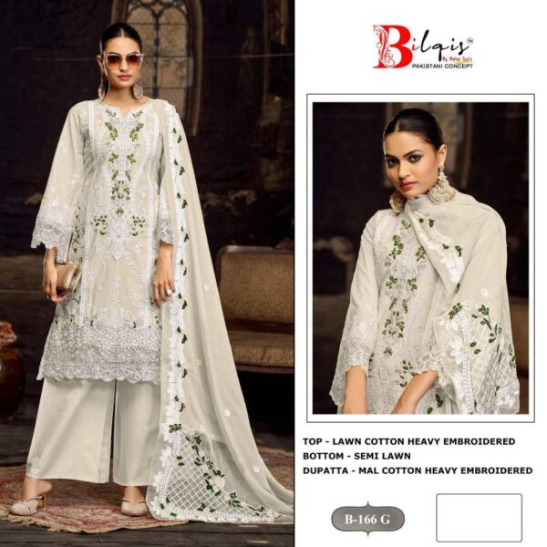Bilqis B 166 E To H Lawn Cotton Pakistani Salwar Kameez Catalog Wholesale Collection - Image 5