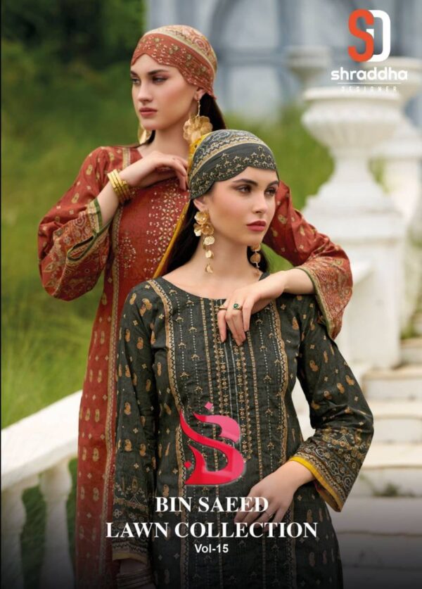Shraddha Bin Saeed Lawn Collection Vol 15 Pakistani Suit Catalog Wholesale Collection