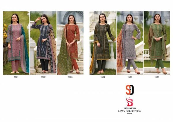 Shraddha Bin Saeed Lawn Collection Vol 15 Pakistani Suit Catalog Wholesale Collection - Image 8