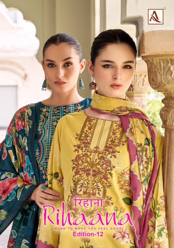 Alok Rihaana Edition 12 Cambric Cotton Embroidered Dress Material Catalog Wholesale Collection