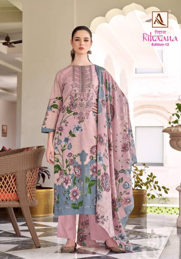 Alok Rihaana Edition 12 Cambric Cotton Embroidered Dress Material Catalog Wholesale Collection - Image 9
