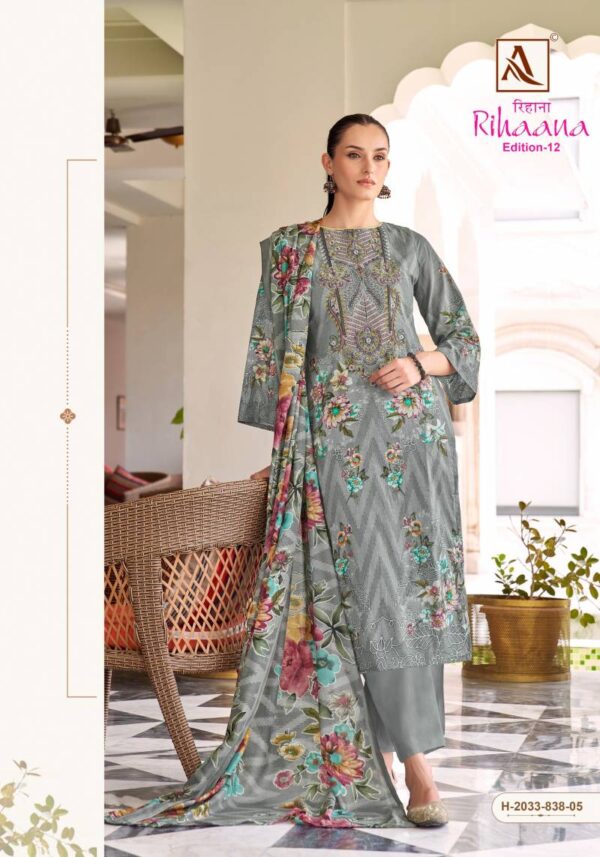 Alok Rihaana Edition 12 Cambric Cotton Embroidered Dress Material Catalog Wholesale Collection - Image 2