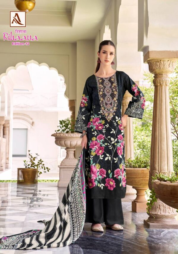 Alok Rihaana Edition 12 Cambric Cotton Embroidered Dress Material Catalog Wholesale Collection - Image 5