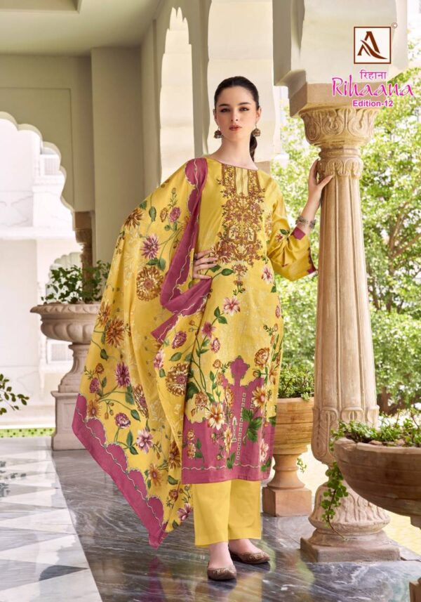 Alok Rihaana Edition 12 Cambric Cotton Embroidered Dress Material Catalog Wholesale Collection - Image 6