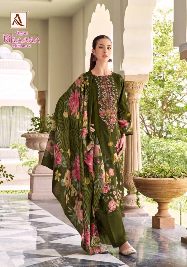 Alok Rihaana Edition 12 Cambric Cotton Embroidered Dress Material Catalog Wholesale Collection - Image 7