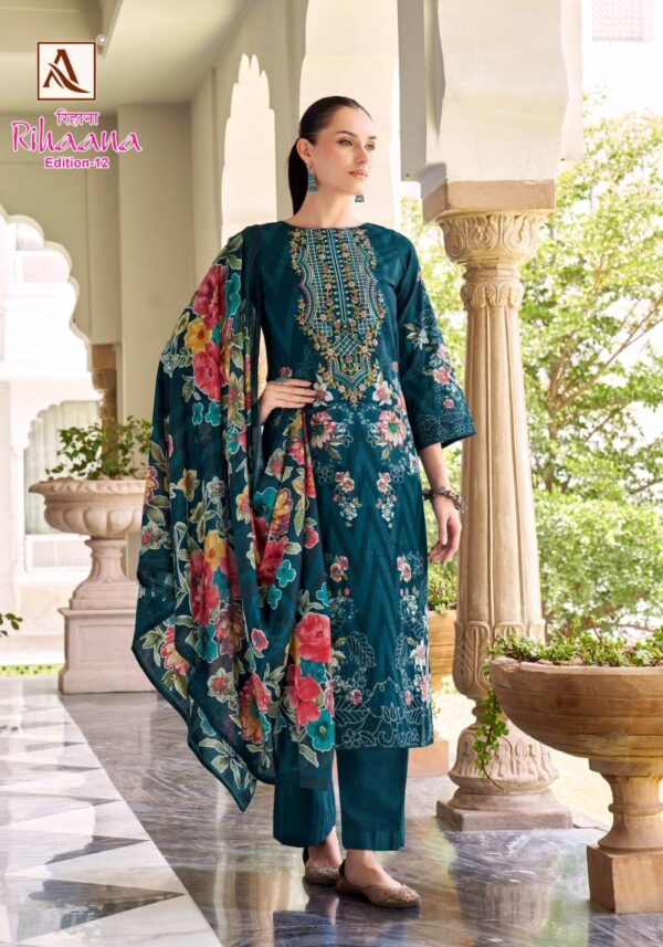 Alok Rihaana Edition 12 Cambric Cotton Embroidered Dress Material Catalog Wholesale Collection - Image 8