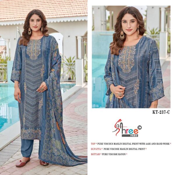 Shree Kt 237 Viscose Maslin Digital Printed Salwar Suits Catalog Wholesale Collection - Image 3