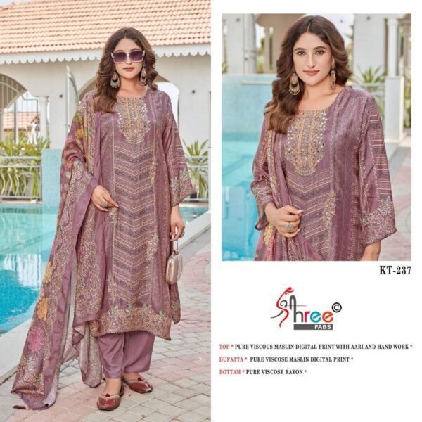 Shree Kt 237 Viscose Maslin Digital Printed Salwar Suits Catalog Wholesale Collection - Image 4