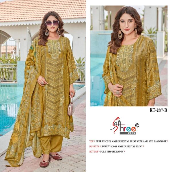 Shree Kt 237 Viscose Maslin Digital Printed Salwar Suits Catalog Wholesale Collection - Image 5